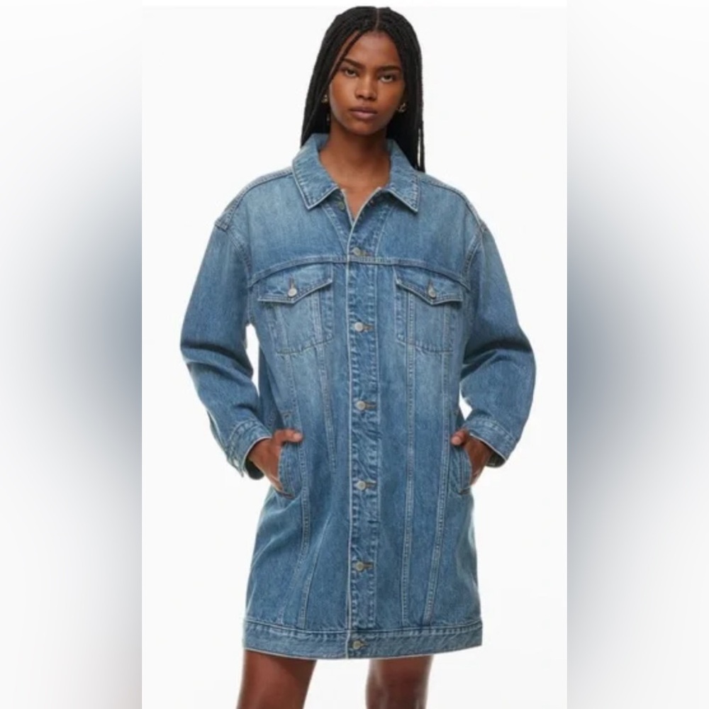 NWT Aritzia Denim Forum Ali Long Jean Coat - 5 Yrs Kiss N Tell Bleu